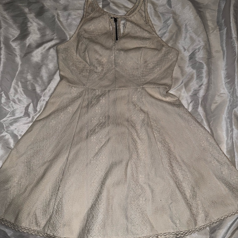 Free People Cream Textured lace Mini Dress